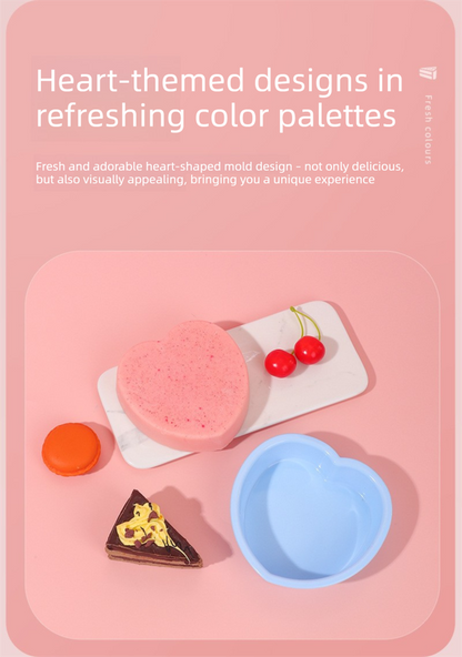 Heart Shaped Silicone Baking Mould - Non-Stick Mousse Cake & Jelly Pan - Easy Release Polished Interior for Valentine's Day Desserts (Green Spring Cyan, 11.5cm) - Image 3
