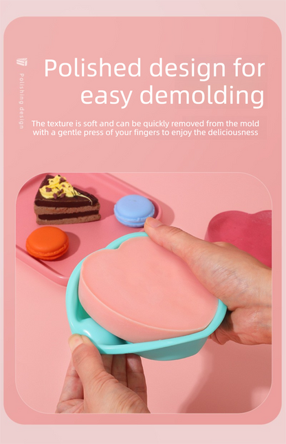 Heart Shaped Silicone Baking Mould - Non-Stick Mousse Cake & Jelly Pan - Easy Release Polished Interior for Valentine's Day Desserts (Green Spring Cyan, 11.5cm) - Image 4