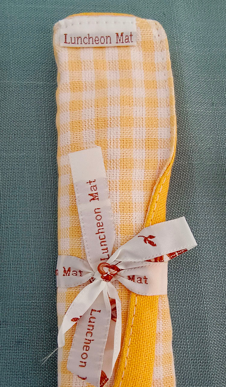 3-Piece Yellow Gingham Cotton Kitchen Linen Set - Reversible Placemat, Fringed Napkin & Quilted Pot Holder - Yarn Dyed Checkered Dining Bundle - Image 2