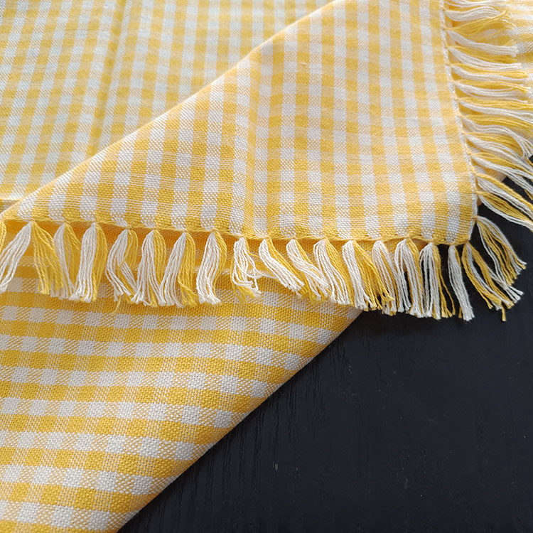 3-Piece Yellow Gingham Cotton Kitchen Linen Set - Reversible Placemat, Fringed Napkin & Quilted Pot Holder - Yarn Dyed Checkered Dining Bundle - Image 9