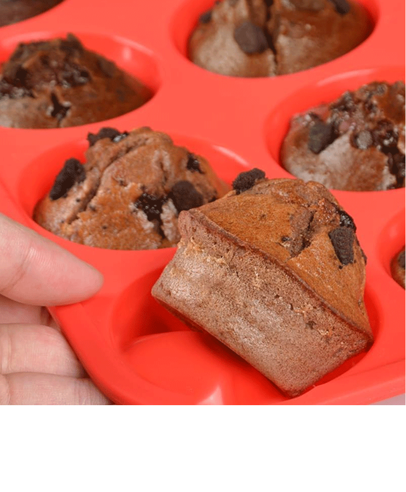 12-Cup Silicone Muffin Pan - Non-Stick Blue Baking Mould for Cupcakes, Egg Bites & Tarts - Food Grade, Heat Resistant & Dishwasher Safe (29.5cm) - Image 4