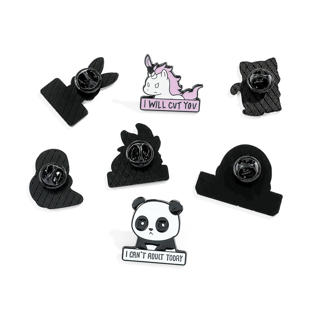6 PCS Funny Animal Enamel Pins - Rabbit, Cat, Turtle, Fox, Panda & Unicorn Brooch Set - Cute Cartoon Lapel Badges for Backpacks & Jackets - Image 3