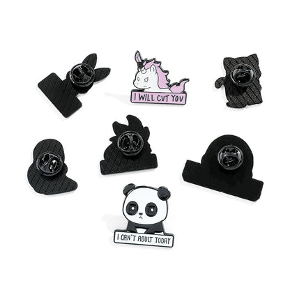 6 PCS Funny Animal Enamel Pins - Rabbit, Cat, Turtle, Fox, Panda & Unicorn Brooch Set - Cute Cartoon Lapel Badges for Backpacks & Jackets - Image 3