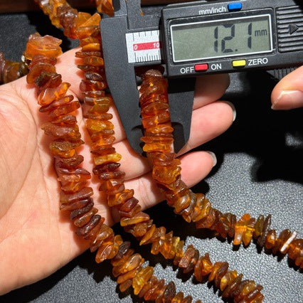 Approx 12mm Irregular Amber Loose Beads - Natural Old Wax Style Honey Nuggets for DIY Jewellery Making - Centre Drilled Chips for Necklaces & Bracelets - Image 2