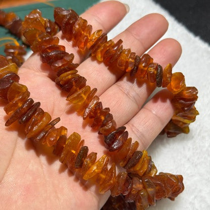 Approx 12mm Irregular Amber Loose Beads - Natural Old Wax Style Honey Nuggets for DIY Jewellery Making - Centre Drilled Chips for Necklaces & Bracelets - Image 3