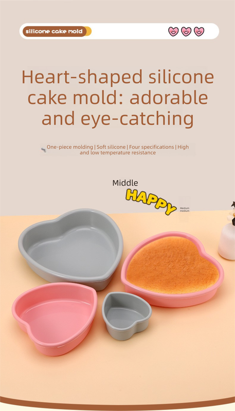 9 Inch Large Heart Shaped Silicone Cake Mould - Grey Non-Stick Baking Pan for Party & Celebration Cakes - Reinforced Rolled Edge Tray (25.9cm) - Image 3