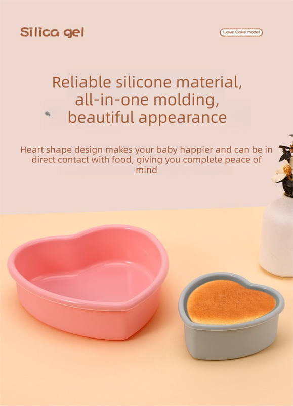 9 Inch Large Heart Shaped Silicone Cake Mould - Grey Non-Stick Baking Pan for Party & Celebration Cakes - Reinforced Rolled Edge Tray (25.9cm) - Image 4