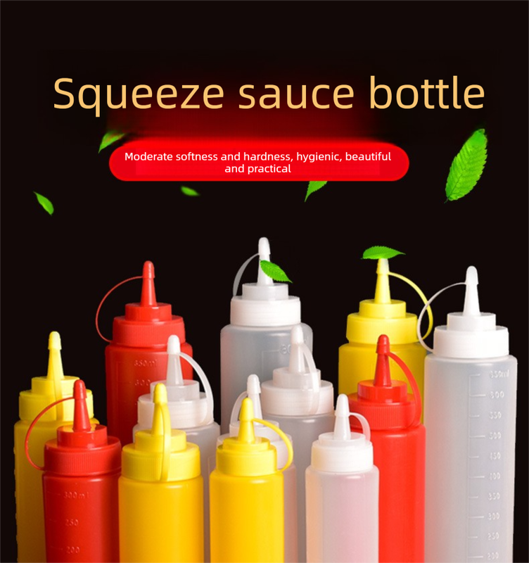 3 PCS Squeeze Sauce Bottles 250ml Plastic Condiment Dispensers for Kitchen BBQ & Cafe Refillable Ketchup Mustard Containers White&Red&Yellow - Image 2