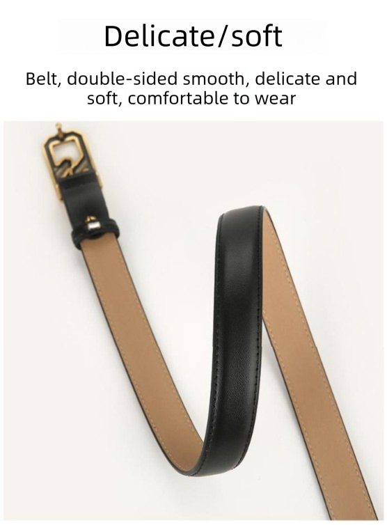 Womens Genuine Leather Belt Coffee C-Shape Gold Buckle Waist Strap for Jeans & Dresses Classic Fashion Accessory - Image 6