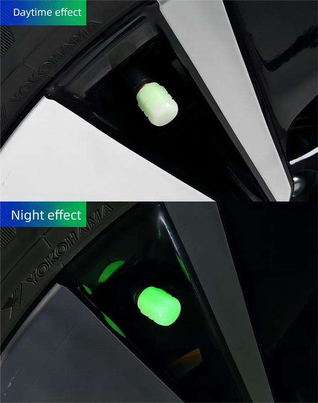 Universal Luminous Tyre Valve Caps 8 PCS Blue Glow in Dark Dust Covers for Cars Motorbikes & Bicycles Easy Install - Image 7