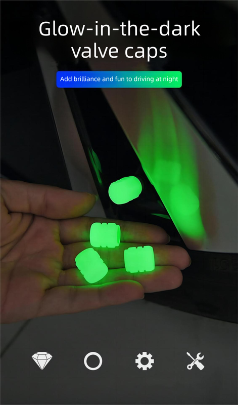 Universal Luminous Tyre Valve Caps 8 PCS Pink Glow in Dark Dust Covers for Cars Motorbikes & Bicycles Easy Install - Image 2