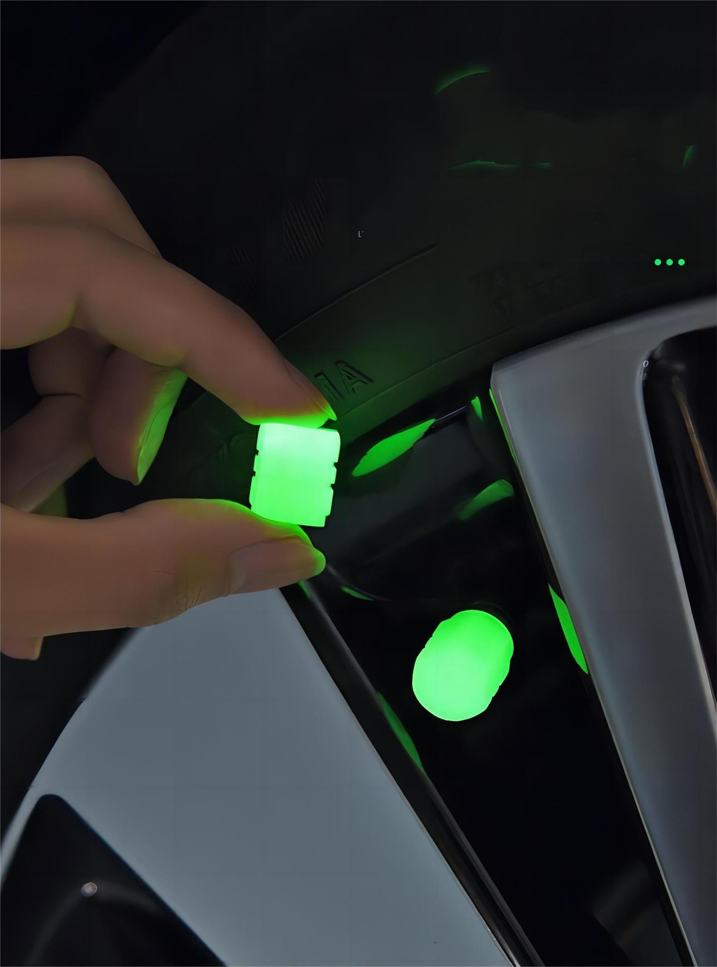 Universal Luminous Tyre Valve Caps 8 PCS Yellow Glow in Dark Dust Covers for Cars Motorbikes & Bicycles Easy Install - Image 3