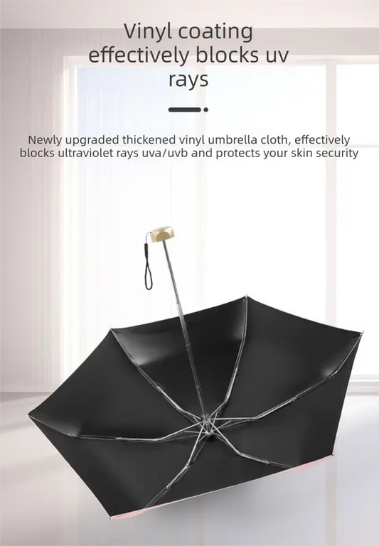 Compact Mini Pocket Umbrella UPF50+ Sun Protection Lightweight Travel Parasol - Windproof 5-Fold Rain Shade with Flat Gold Handle (Forest Green) - Image 9