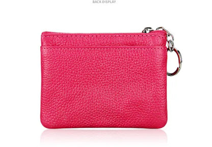 Genuine Leather Coin Purse Mini Wallet with Triple Zipper Pockets Key Ring Holder Pouch for Cash & Cards - Gold - Image 3