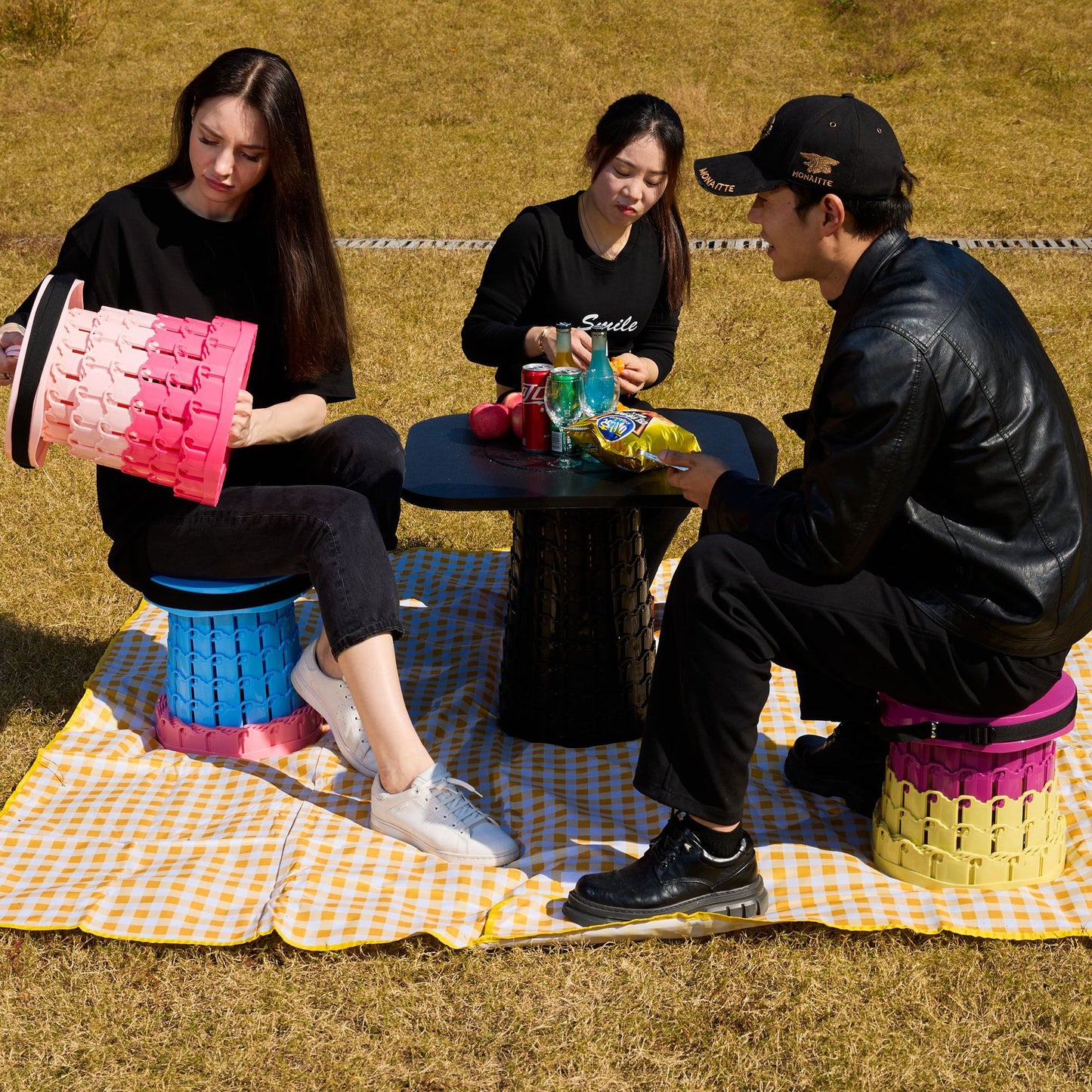 Portable Retractable Stool MAX Gen 8 Telescopic Camping Seat 50cm Tall Extra Wide Heavy Duty Lotus Pink & Purple Gradient for Outdoor & Travel - Image 3