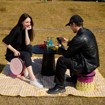 Portable Retractable Stool MAX Gen 8 Telescopic Camping Seat 50cm Tall Extra Wide Heavy Duty Hunter & Yellow Green for Fishing & Gardening - Image 2