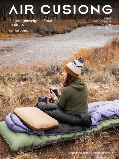 Ultralight TPU Inflatable Camping Mattress 195x70x10cm Portable Press Pump Sleeping Pad Moisture-Proof Outdoor Tent Mat for Hiking Orange - Image 2