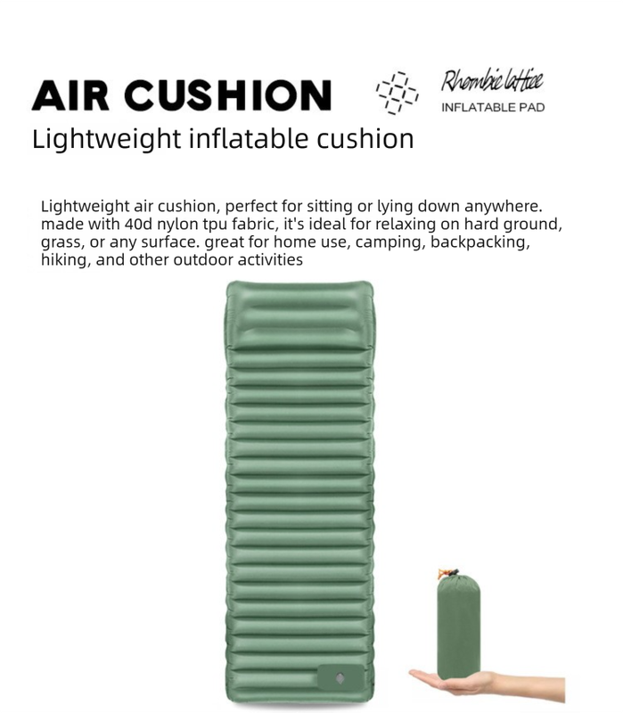 Ultralight TPU Inflatable Camping Mattress 195x70x10cm Portable Press Pump Sleeping Pad Moisture-Proof Outdoor Tent Mat for Hiking Orange - Image 3