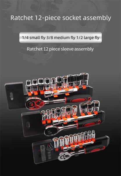 12 Piece 3/8 Inch Drive Ratchet and Metric Socket Wrench Set Professional Mechanics Tool Kit for Automotive Repair and DIY Workshop - Image 2