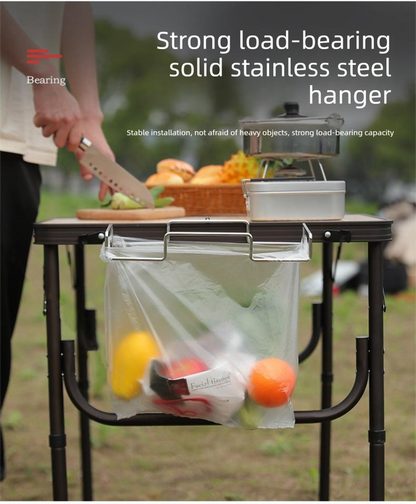 Portable Outdoor Camping Trash Bag Holder Stand Stainless Steel Folding Garbage Bag Rack for Picnic Kitchen and Student Desk Storage Natural - Image 6