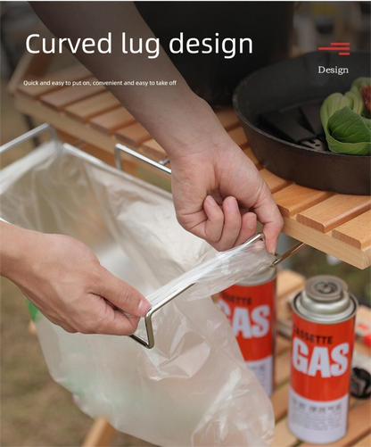 Portable Outdoor Camping Trash Bag Holder Stand Stainless Steel Folding Garbage Bag Rack for Picnic Kitchen and Student Desk Storage Natural - Image 7