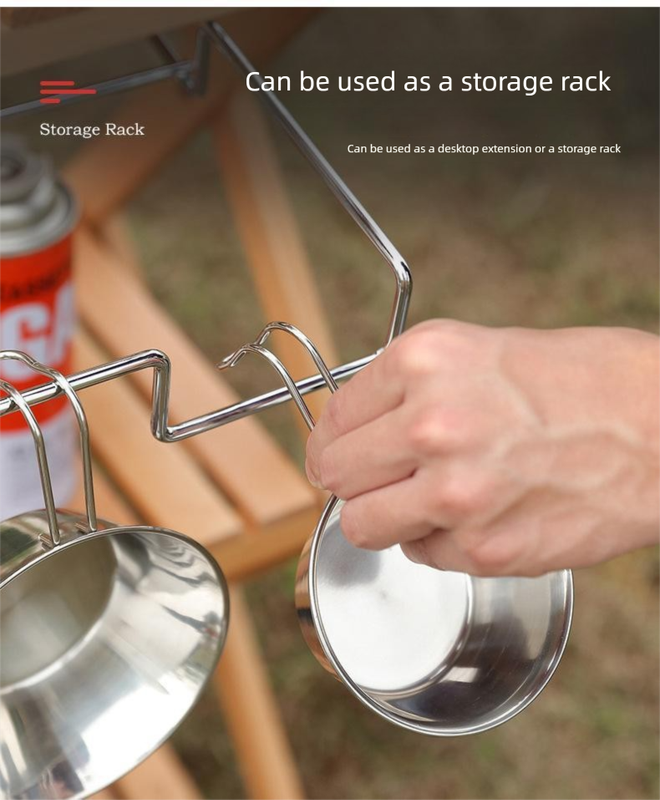 2 PCS Portable Folding Trash Bag Holder Stand Stainless Steel Garbage Bag Rack for Camping Picnic Kitchen and Student Desk Natural Finish - Image 8