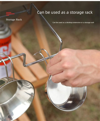 2 PCS Portable Folding Trash Bag Holder Stand Stainless Steel Garbage Bag Rack for Camping Picnic Kitchen and Student Desk Natural Finish - Image 8
