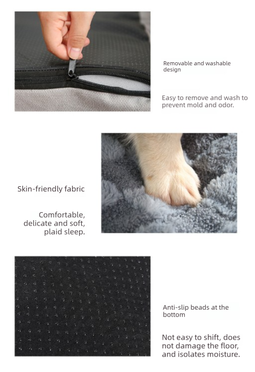 Thickened Soft Pet Bed Mat M Size Grey Comfortable Dog Sleeping Pad Washable Cushion for Medium Dogs and Cats All Season Home Decor - Image 7