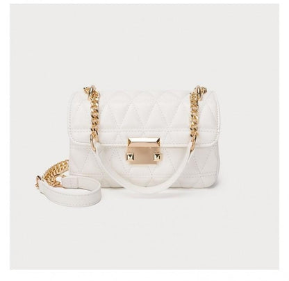 Quilted Chain Crossbody Bag for Women Classic White Shoulder Underarm Bag Elegant Designer Style Luxury Texture Versatile Daily Handbag
