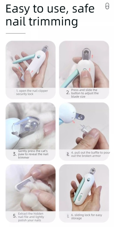 Adjustable Cat Nail Clippers Safety Round Hole Trimmer 1mm-3.5mm Anti-Splash Grooming Tool with File for Kittens & Rabbits Pink - Image 8