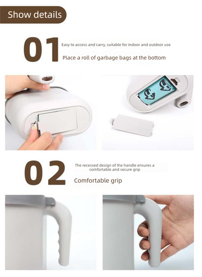 2-in-1 Cat Litter Scoop with Integrated Waste Bin & 8 Rolls Refill Bags Detachable Sifter Shovel Anti-Reflux Baffle Grey - Image 3
