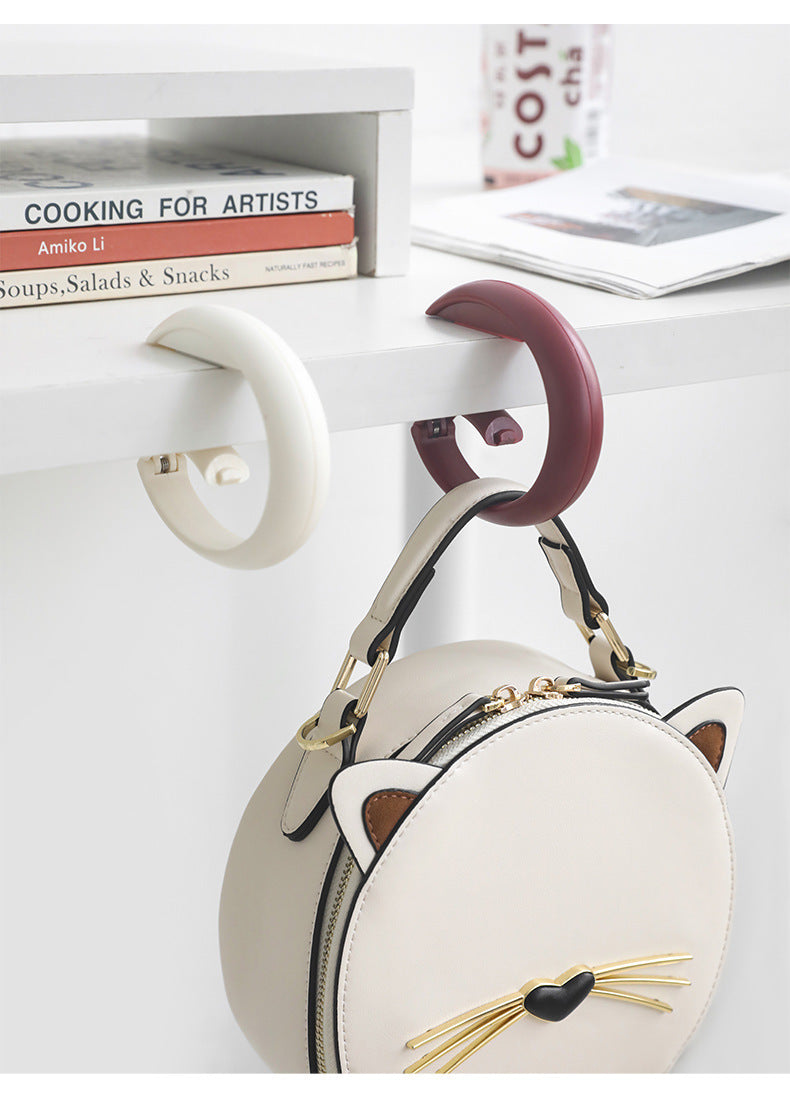 2 PCS Portable Purse Bag Hook Hanger Table Edge Holder Dark Brown Foldable Non-Slip Clip for School Desk Office & Cafe - Image 5
