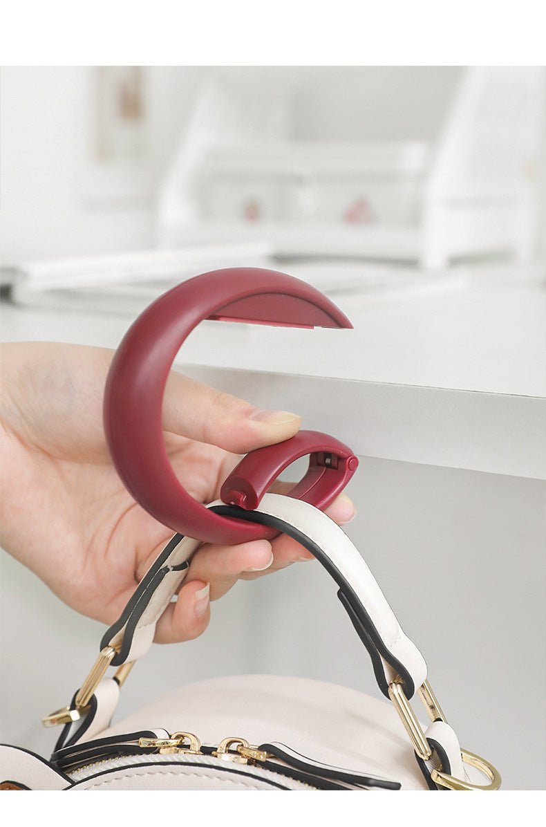 2 PCS Portable Purse Bag Hook Hanger Table Edge Holder Dark Brown Foldable Non-Slip Clip for School Desk Office & Cafe - Image 6