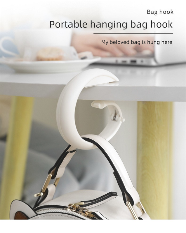 2 PCS Portable Purse Bag Hook Hanger Table Edge Holder Burgundy Foldable Non-Slip Clip for School Desk Office & Cafe - Image 2