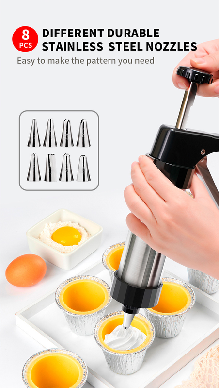 Stainless Steel Cookie Press Maker Kit with 13 Disc Molds and 8 Icing Tips Black Manual Biscuit Machine Set - Image 3