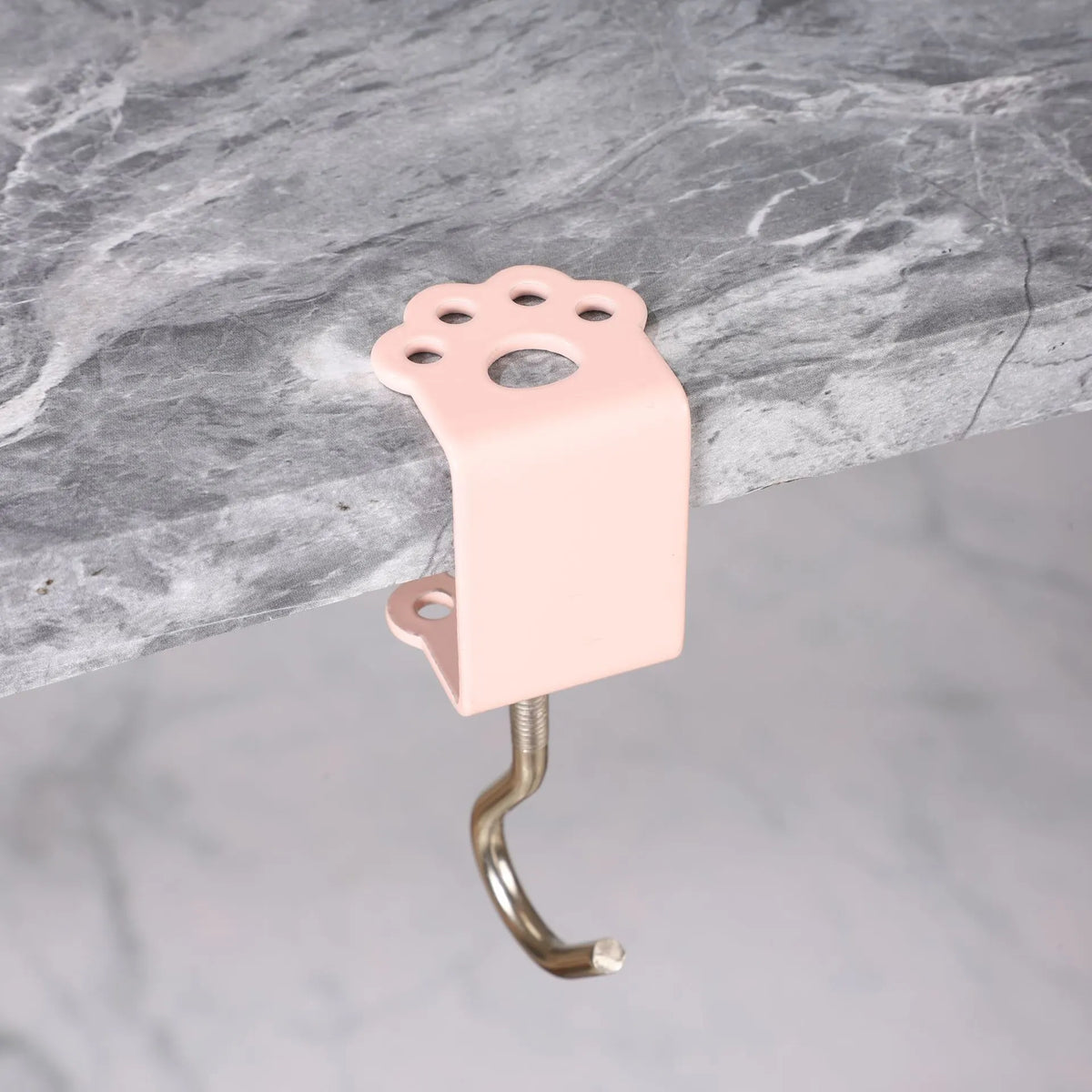 Macaron Paw Table Side Hook 2-Piece Set Adjustable Desk Hanging Clamp No-Drill Portable Bag Hook Light Pink