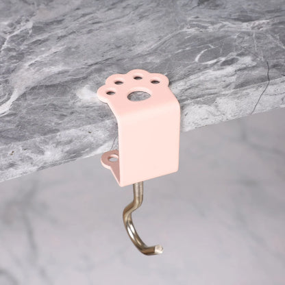 Macaron Paw Table Side Hook 2-Piece Set Adjustable Desk Hanging Clamp No-Drill Portable Bag Hook Light Pink