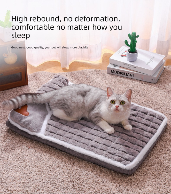 Thickened Pet Sofa Bed XXL Size 100x70cm Grey Dog Mat with Integrated Pillow Soft Washable Sleeping Pad for Dogs and Cats All Season Comfort - Image 6