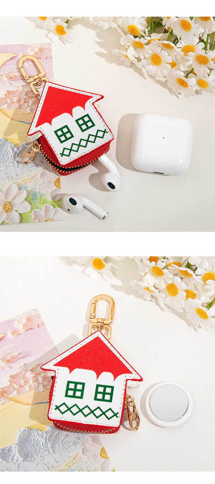 Ace of Hearts Mini Pouch Keychain PU Leather Coin Purse Earphone Case Bag Charm Cute Playing Card Keyring Gift - Image 3