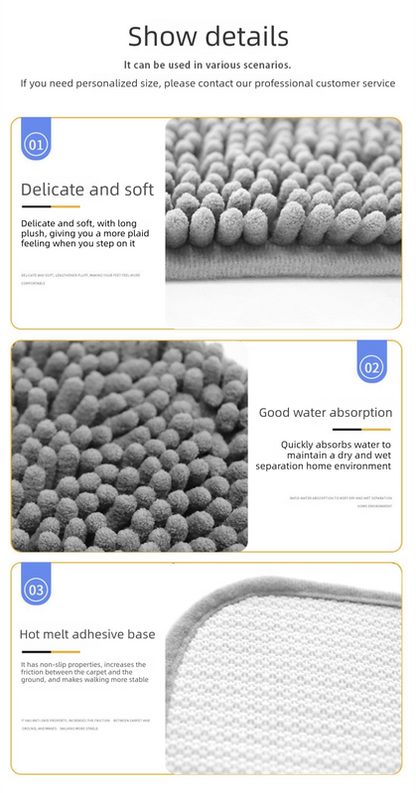 Grey Chenille Pet Mat Non-Slip Absorbent Dog & Cat Rug 50x80cm Cute Paw Print Design for Feeding Sleeping or Entryway - Image 4