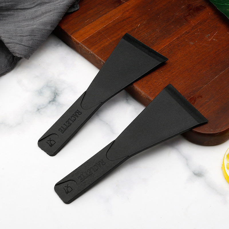 2 PCS Non-Stick Nylon Raclette Scrapers Heat Resistant Mini Spatula Turners for Cheese Baking & Cookware Protection 13.5cm Black - Image 2
