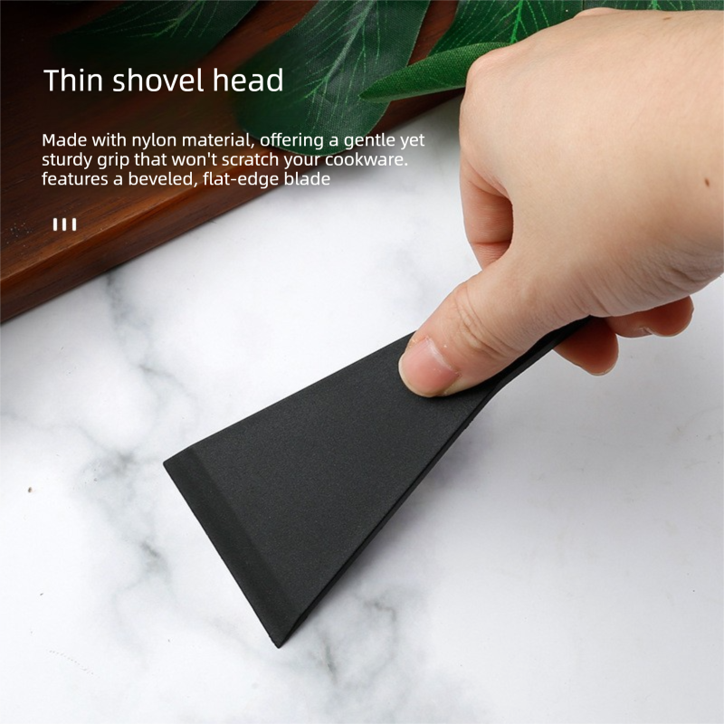 2 PCS Non-Stick Nylon Raclette Scrapers Heat Resistant Mini Spatula Turners for Cheese Baking & Cookware Protection 13.5cm Black - Image 3