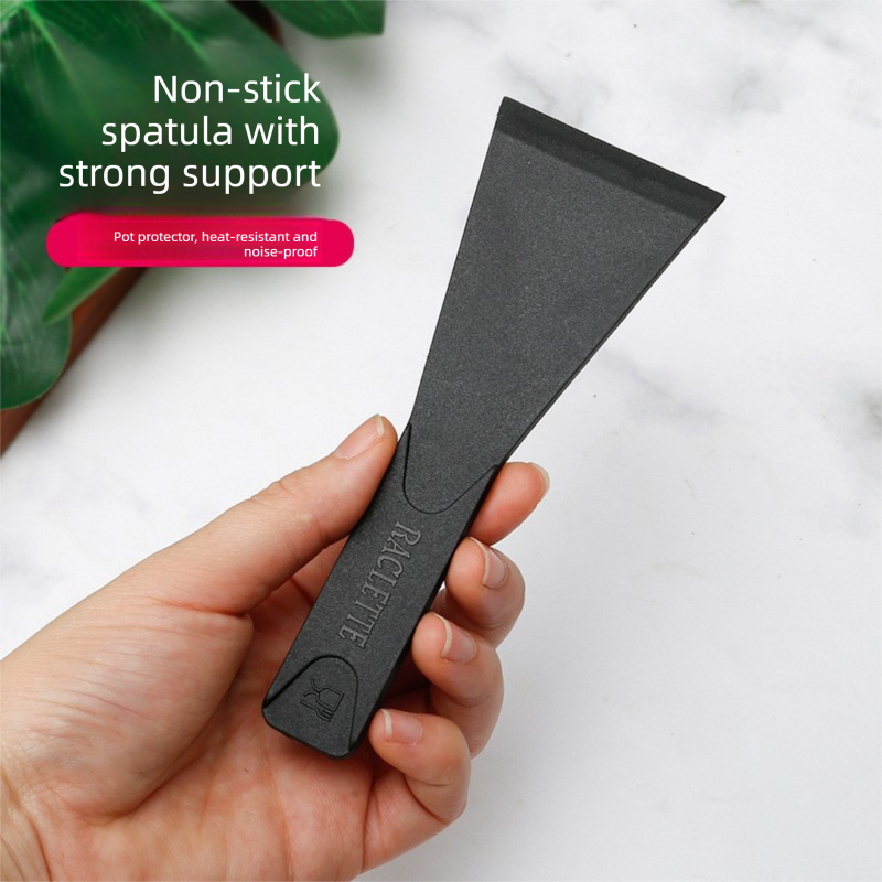2 PCS Non-Stick Nylon Raclette Scrapers Heat Resistant Mini Spatula Turners for Cheese Baking & Cookware Protection 13.5cm Black - Image 4