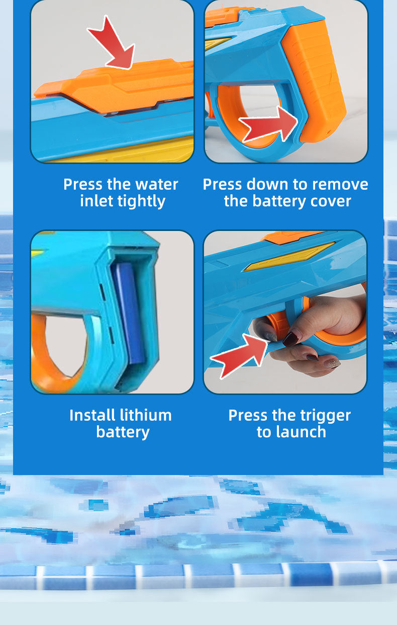 Electric Water Gun Automatic Continuous Fire Squirt Toy 8m Range Rechargeable Battery Outdoor Pool Beach Fun Blue - Image 9