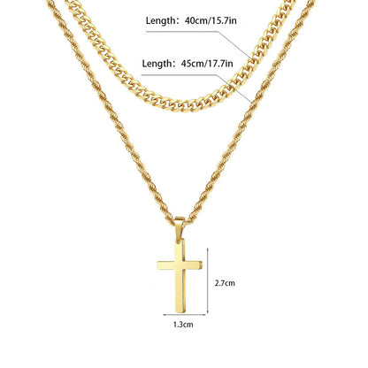 Silver Tone Cross Pendant Necklace Twisted Rope Chain 45cm Unisex Fashion Jewellery Gift for Men & Women - Image 4