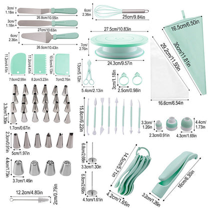 207 Pieces Cake Decorating Kit with Nordic Blue Revolving Turntable Icing Tips and Spatulas Complete Baking Tool Set - Image 5