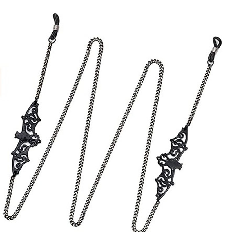 Black Hollow Bat Eyewear Chain 70cm Anti-Slip Glasses Strap with Gold Clasp Decorative Sunglasses Holder for Women - Image 2