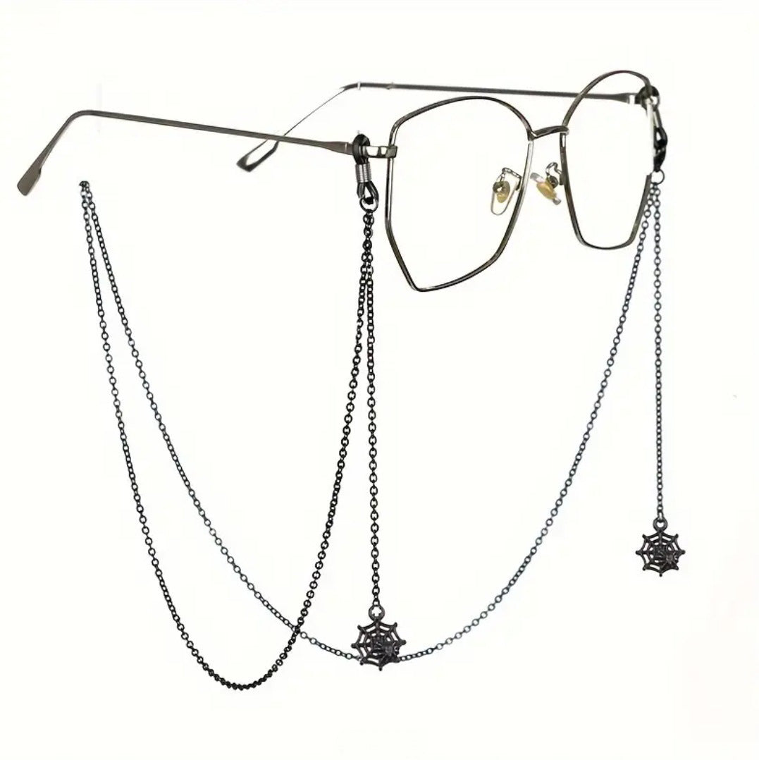 Black Spider Web Eyewear Chain 70cm Anti-Slip Glasses Strap Gothic Web Pendant Sunglasses Holder for Women