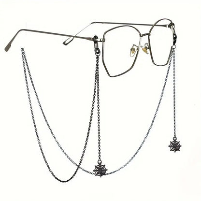 Black Spider Web Eyewear Chain 70cm Anti-Slip Glasses Strap Gothic Web Pendant Sunglasses Holder for Women