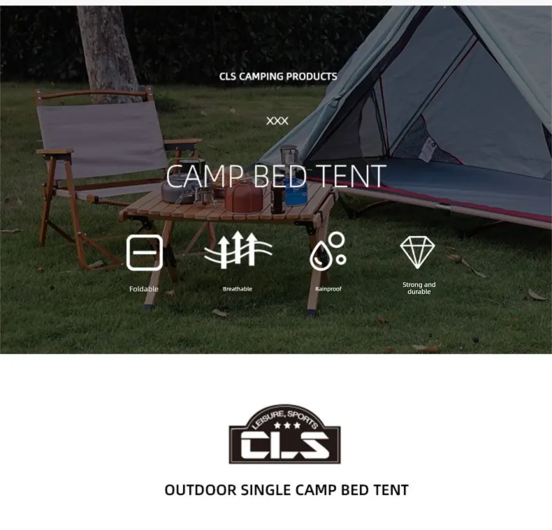 Single Person Off-Ground Camping Tent Portable Folding Bed Cover with Mosquito Net UV-Resistant Fishing Tent Blue - Image 4
